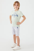 U.S. Polo Assn. Erkek Çocuk Bisiklet Yaka Pigment Baskılı Yazlık Regular Fit Mavi Bermuda Takım US1390-C-V3