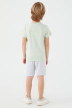 U.S. Polo Assn. Erkek Çocuk Bisiklet Yaka Pigment Baskılı Yazlık Regular Fit Mavi Bermuda Takım US1390-C-V3