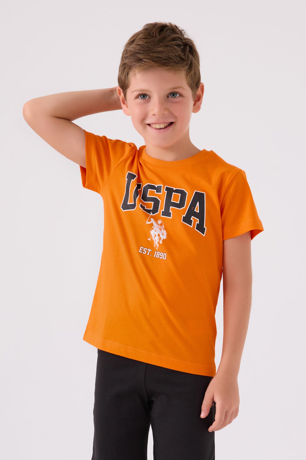 U.S. Polo Assn. Erkek Çocuk Bisiklet Yaka Pigment Baskılı Yazlık Regular Fit Turuncu Bermuda Takım US1368-C-V5 Ürün ikincil görseli