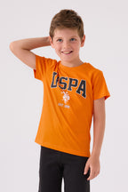 U.S. Polo Assn. Erkek Çocuk Bisiklet Yaka Pigment Baskılı Yazlık Regular Fit Turuncu Bermuda Takım US1368-C-V5