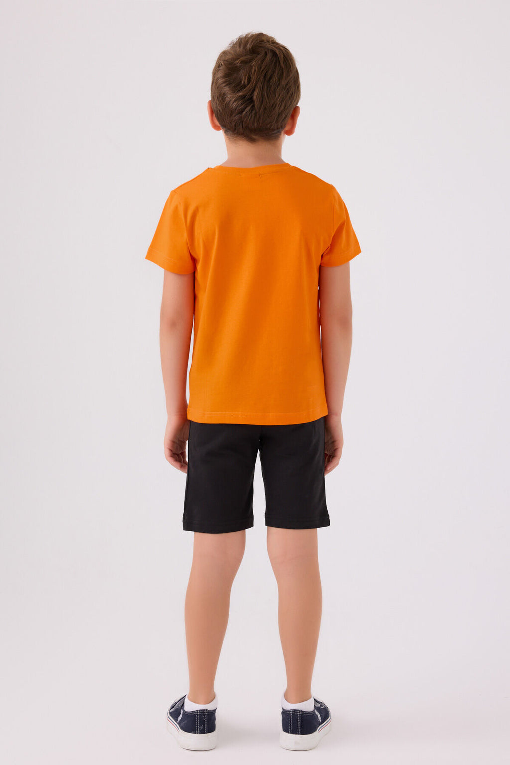 U.S. Polo Assn. Erkek Çocuk Bisiklet Yaka Pigment Baskılı Yazlık Regular Fit Turuncu Bermuda Takım US1368-C-V5