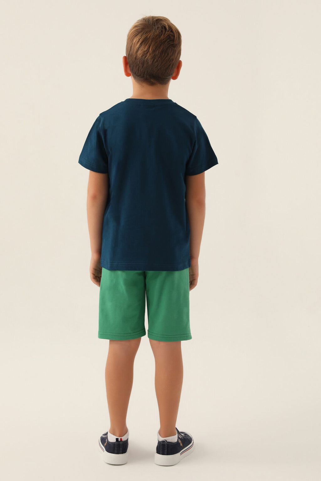 U.S. Polo Assn. Erkek Çocuk Bisiklet Yaka Pigment Baskılı Yazlık Regular Fit Lacivert Bermuda Takım US1741-C-V2