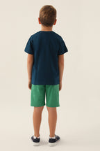 U.S. Polo Assn. Erkek Çocuk Bisiklet Yaka Pigment Baskılı Yazlık Regular Fit Lacivert Bermuda Takım US1741-C-V2