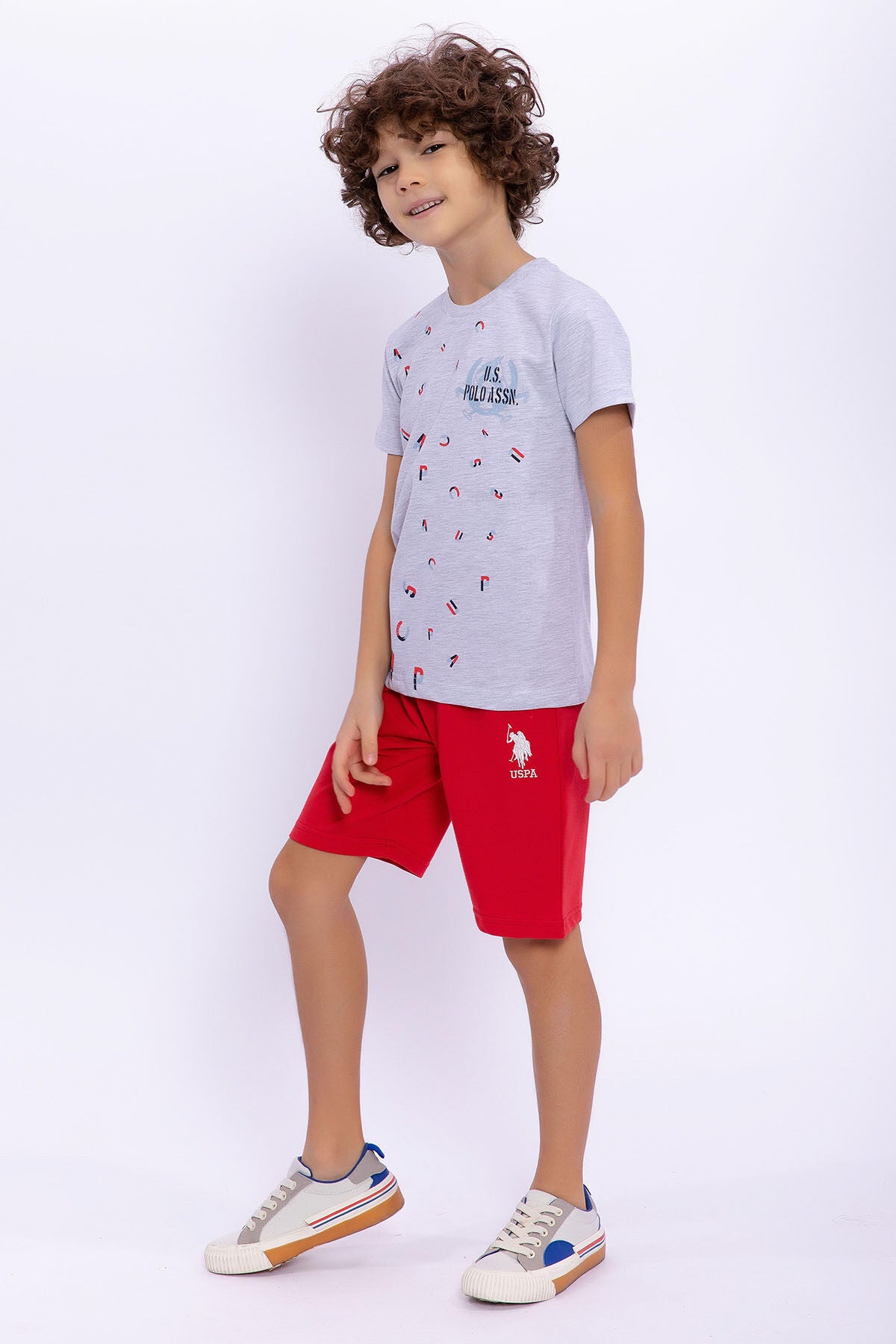 U.S. Polo Assn. Erkek Çocuk Yazlık Regular Fit Gri Bermuda Takım US1003-C-V1 Ürün ikincil görseli