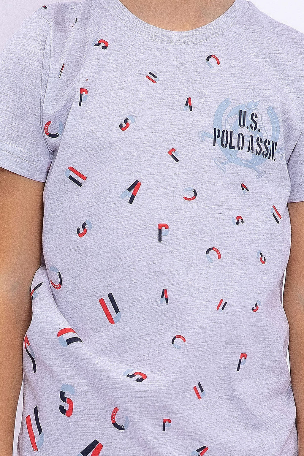 U.S. Polo Assn. Erkek Çocuk Yazlık Regular Fit Gri Bermuda Takım US1003-C-V1