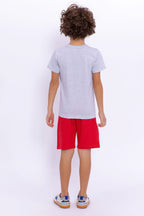 U.S. Polo Assn. Erkek Çocuk Yazlık Regular Fit Gri Bermuda Takım US1003-C-V1