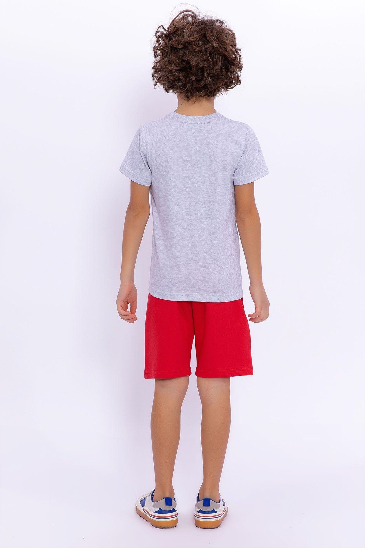U.S. Polo Assn. Erkek Çocuk Yazlık Regular Fit Gri Bermuda Takım US1003-C-V1