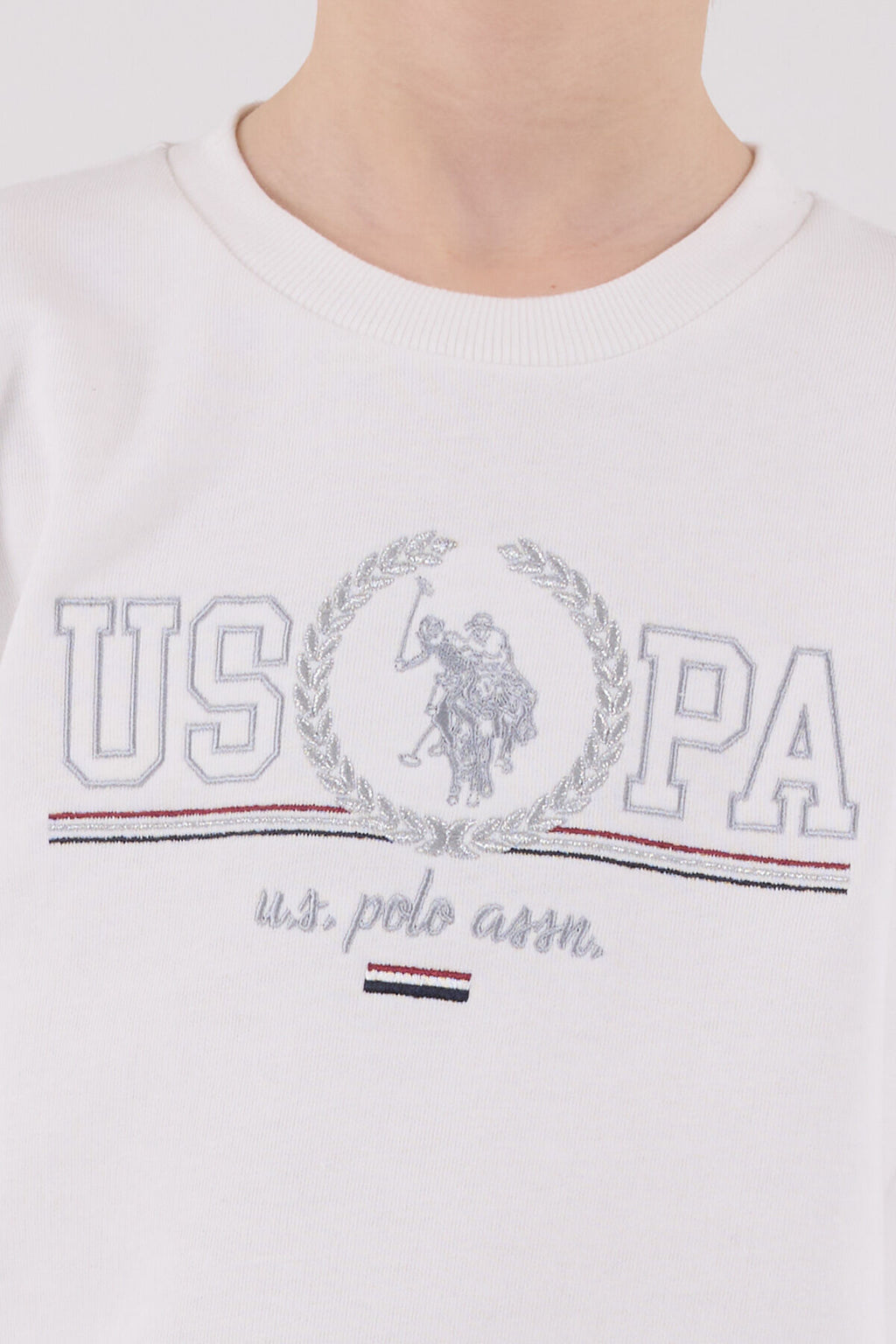 U.S. Polo Assn. Erkek Çocuk Bisiklet Yaka Pigment Baskılı Kışlık Regular Fit Beyaz Eşofman Takımı US2232-C-V1