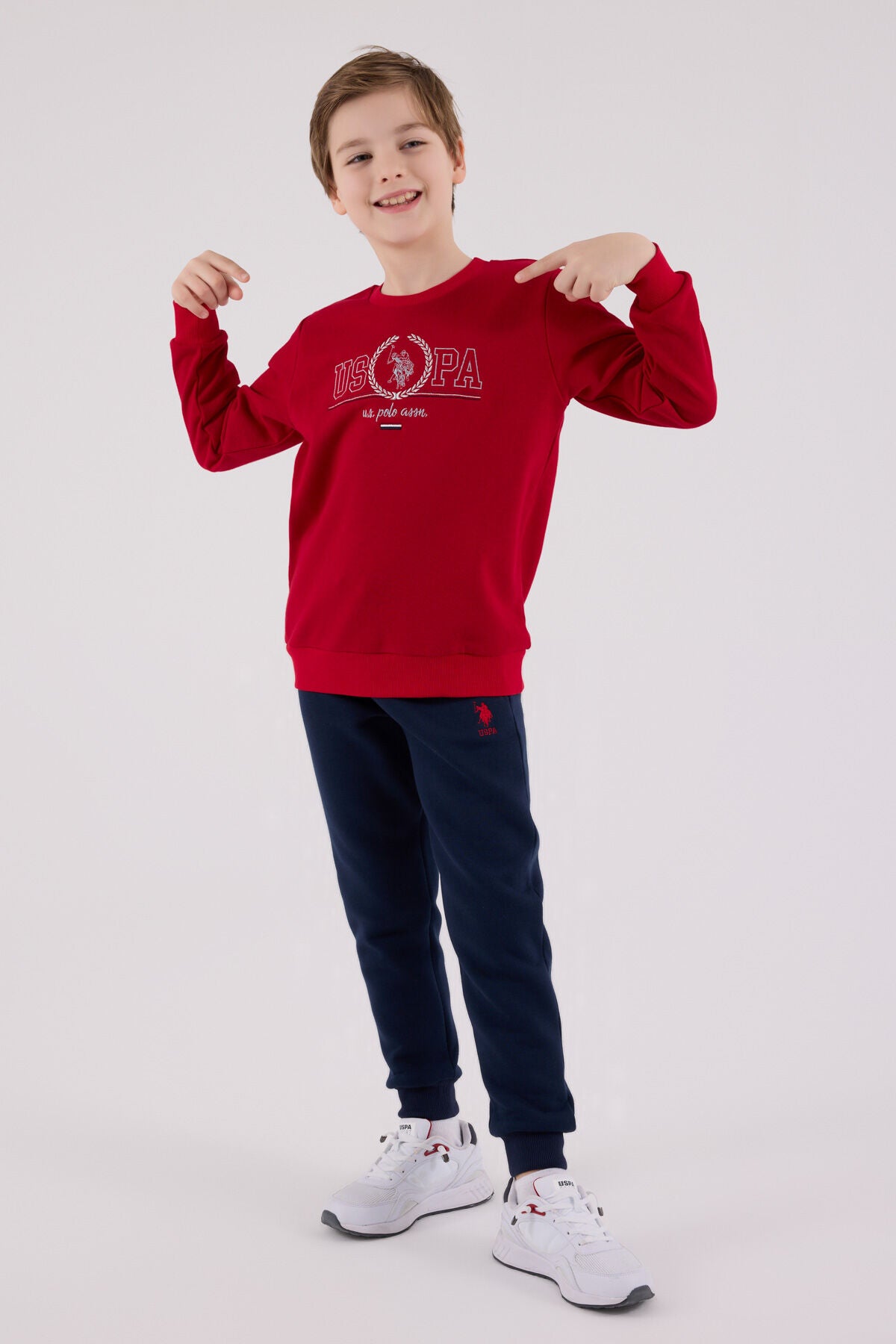 U.S. Polo Assn. Erkek Çocuk Bisiklet Yaka Pigment Baskılı Kışlık Regular Fit Kırmızı Eşofman Takımı US2232-C-V3