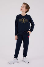 U.S. Polo Assn. Erkek Çocuk Bisiklet Yaka Pigment Baskılı Kışlık Regular Fit Lacivert Eşofman Takımı US2232-C-V2