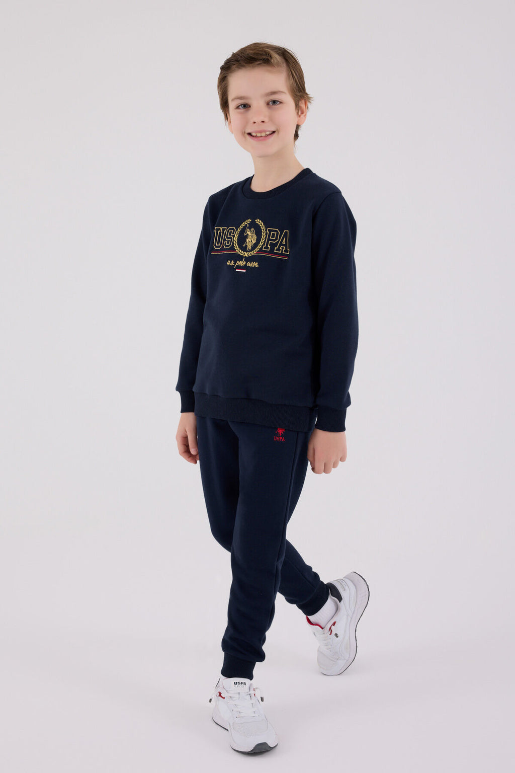 U.S. Polo Assn. Erkek Çocuk Bisiklet Yaka Pigment Baskılı Kışlık Regular Fit Lacivert Eşofman Takımı US2232-C-V2