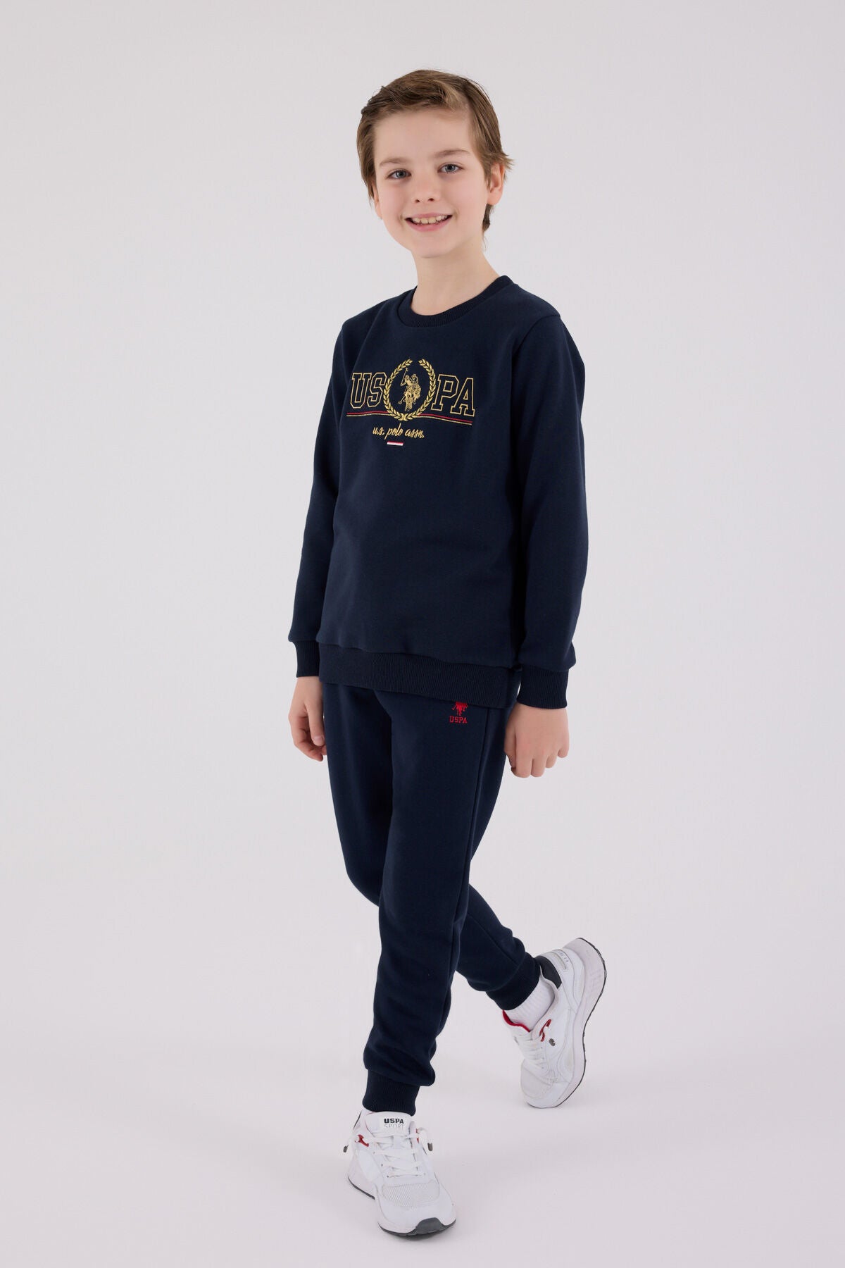 U.S. Polo Assn. Erkek Çocuk Bisiklet Yaka Pigment Baskılı Kışlık Regular Fit Lacivert Eşofman Takımı US2232-C-V2