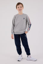 U.S. Polo Assn. Erkek Çocuk Bisiklet Yaka Pigment Baskılı Kışlık Regular Fit Gri Eşofman Takımı US2207-C-V2