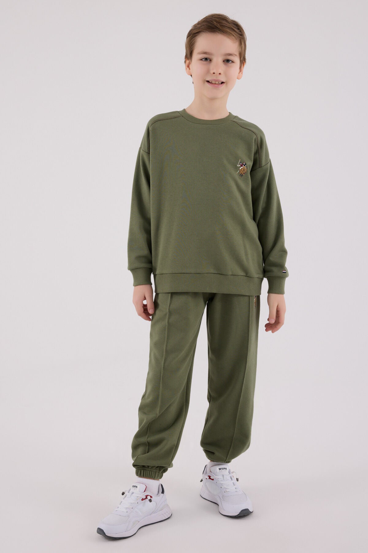 U.S. Polo Assn. Erkek Çocuk Kışlık Regular Fit Haki Eşofman Takımı US2228-C-V2