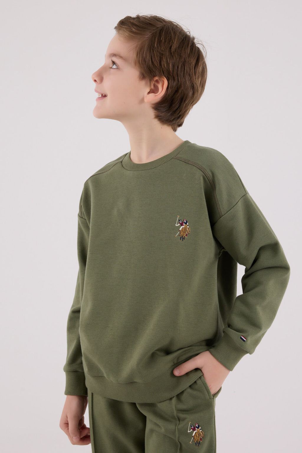 U.S. Polo Assn. Erkek Çocuk Kışlık Regular Fit Haki Eşofman Takımı US2228-C-V2