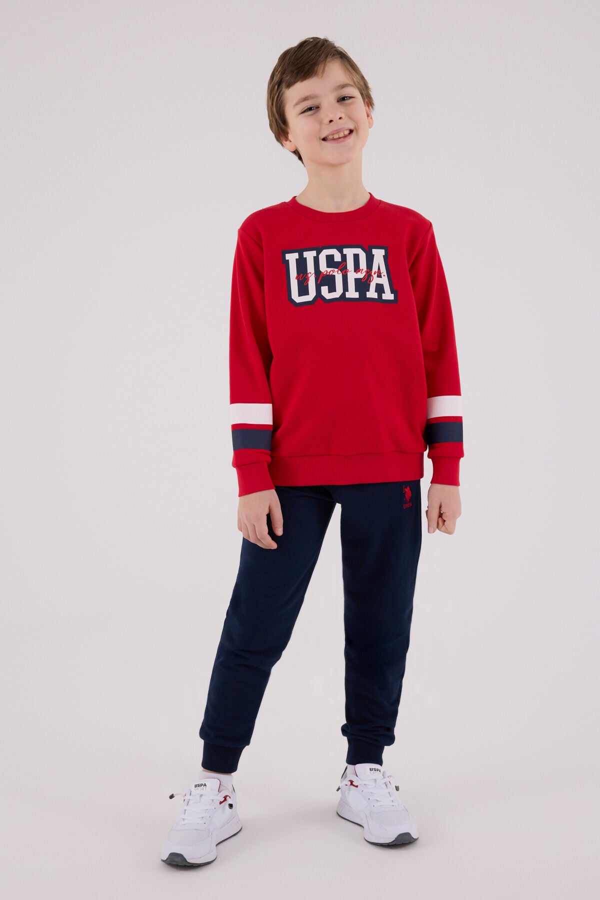 U.S. Polo Assn. Erkek Çocuk Bisiklet Yaka Pigment Baskılı Kışlık Regular Fit Kırmızı Eşofman Takımı US2213-C-V1