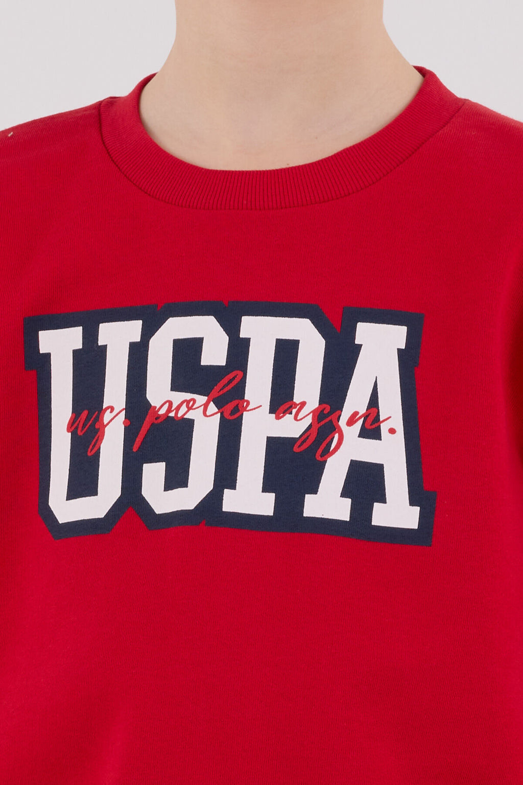 U.S. Polo Assn. Erkek Çocuk Bisiklet Yaka Pigment Baskılı Kışlık Regular Fit Kırmızı Eşofman Takımı US2213-C-V1