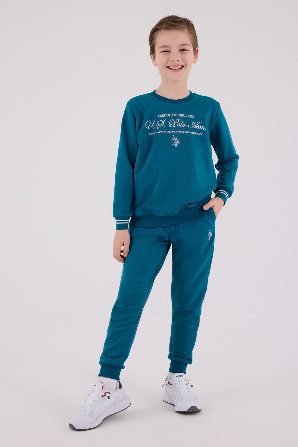 U.S. Polo Assn. Erkek Çocuk Kışlık Regular Fit Yeşil Eşofman Takımı US2225-C-V2 Ürün ikincil görseli