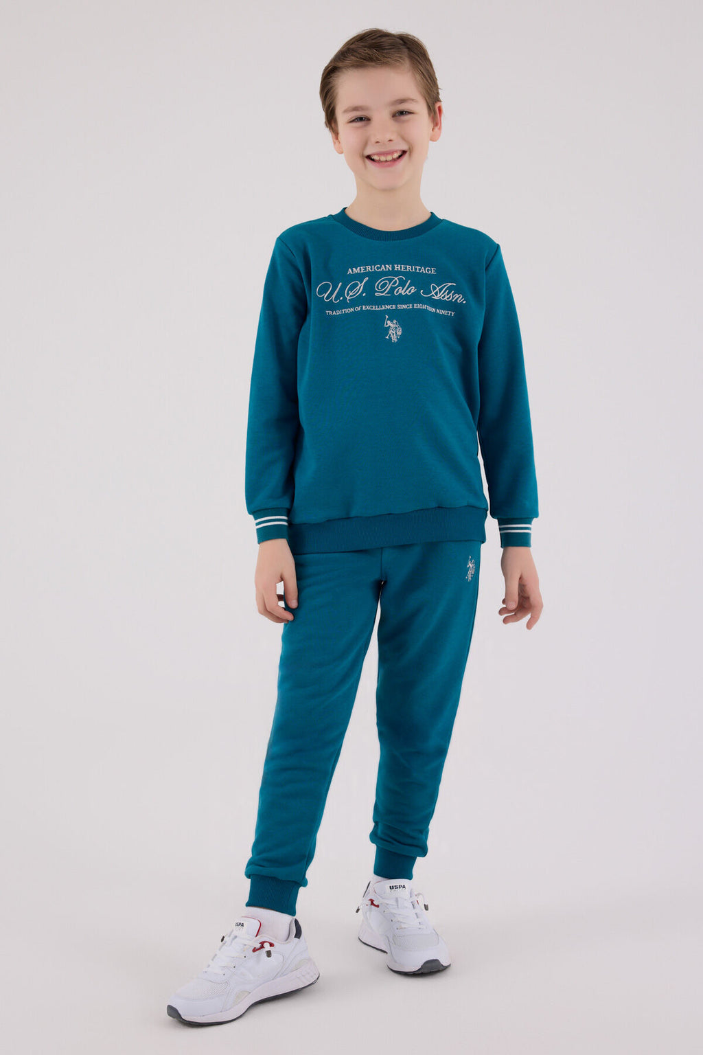 U.S. Polo Assn. Erkek Çocuk Kışlık Regular Fit Yeşil Eşofman Takımı US2225-C-V2
