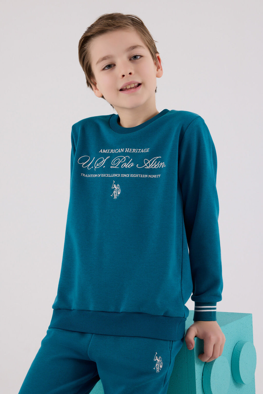 U.S. Polo Assn. Erkek Çocuk Kışlık Regular Fit Yeşil Eşofman Takımı US2225-C-V2