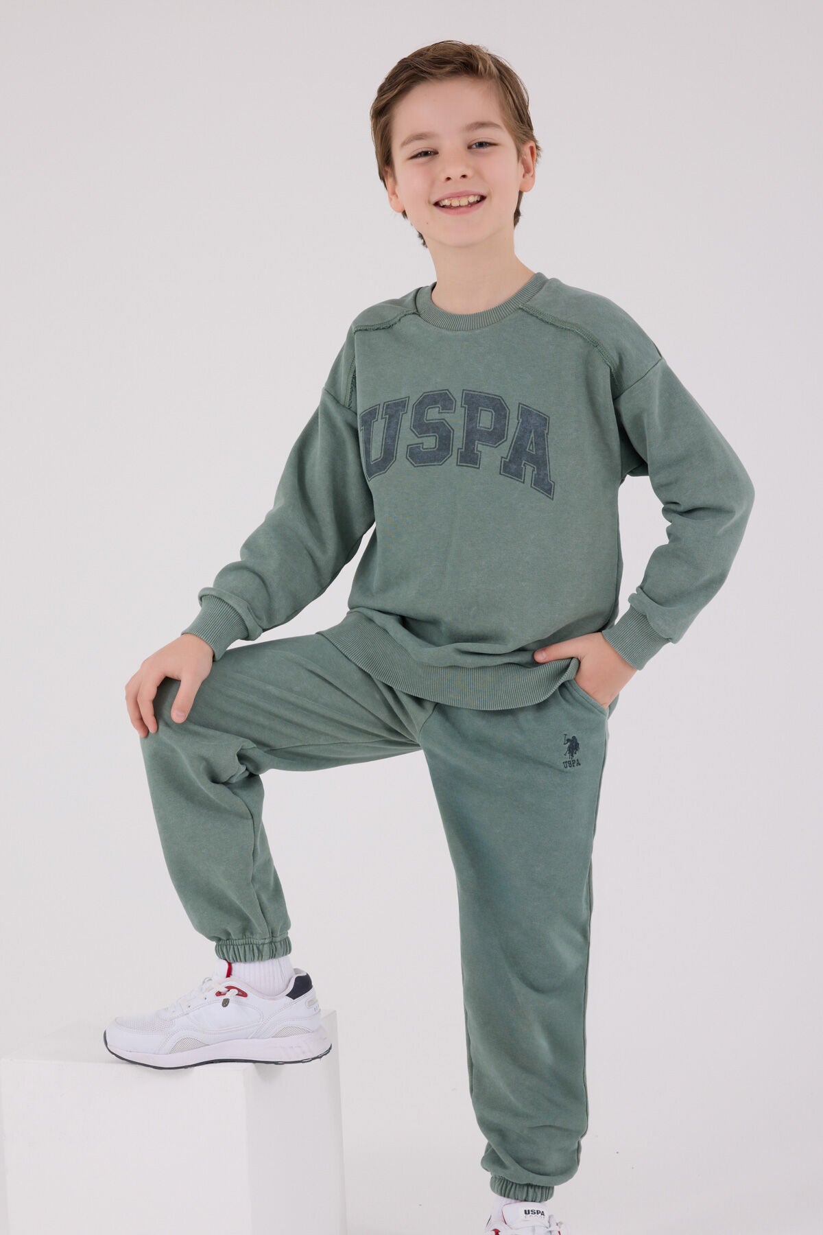 U.S. Polo Assn. Erkek Çocuk Kışlık Regular Fit Yeşil Eşofman Takımı US2229-C-V1