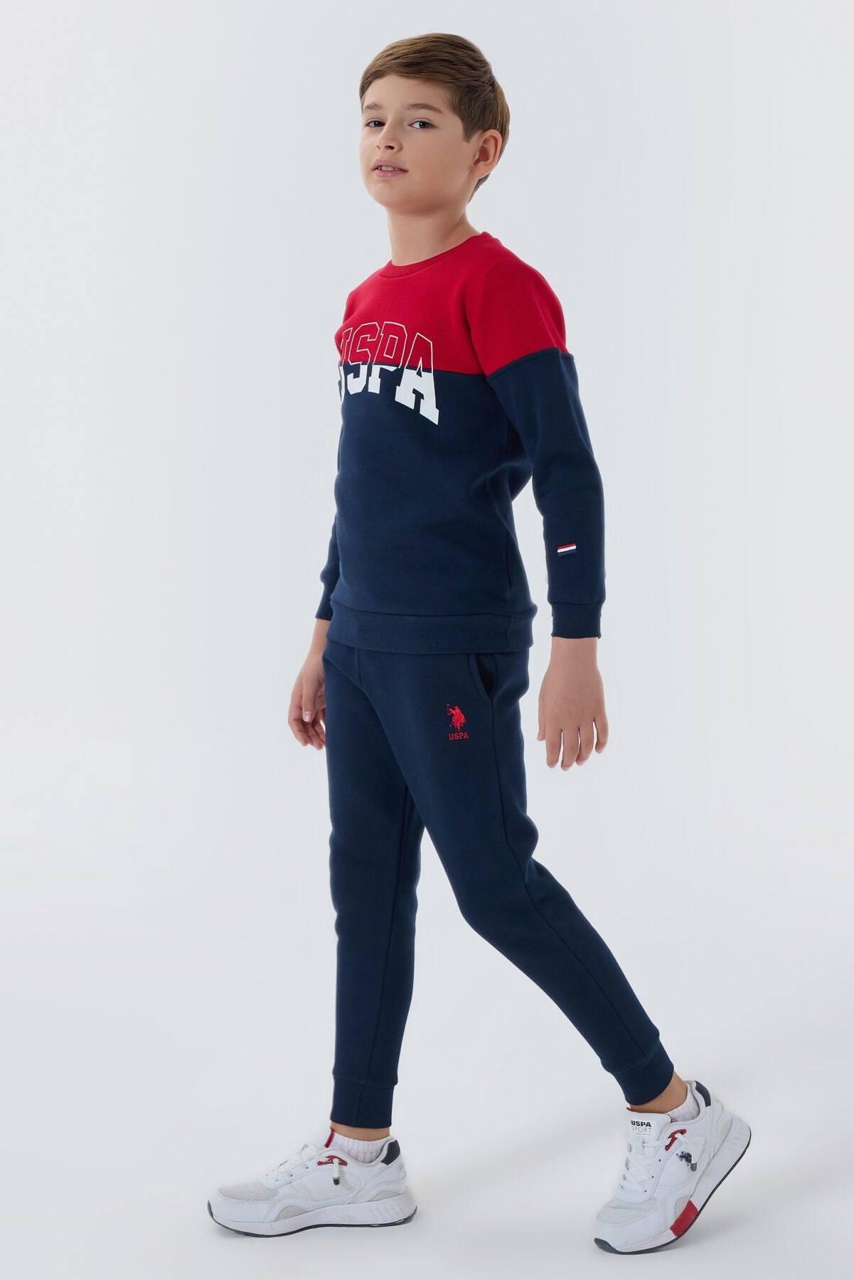U.S. Polo Assn. Erkek Çocuk Bisiklet Yaka Empirme Baskılı Kışlık Regular Fit Lacivert Eşofman Takımı US1139-C-V3