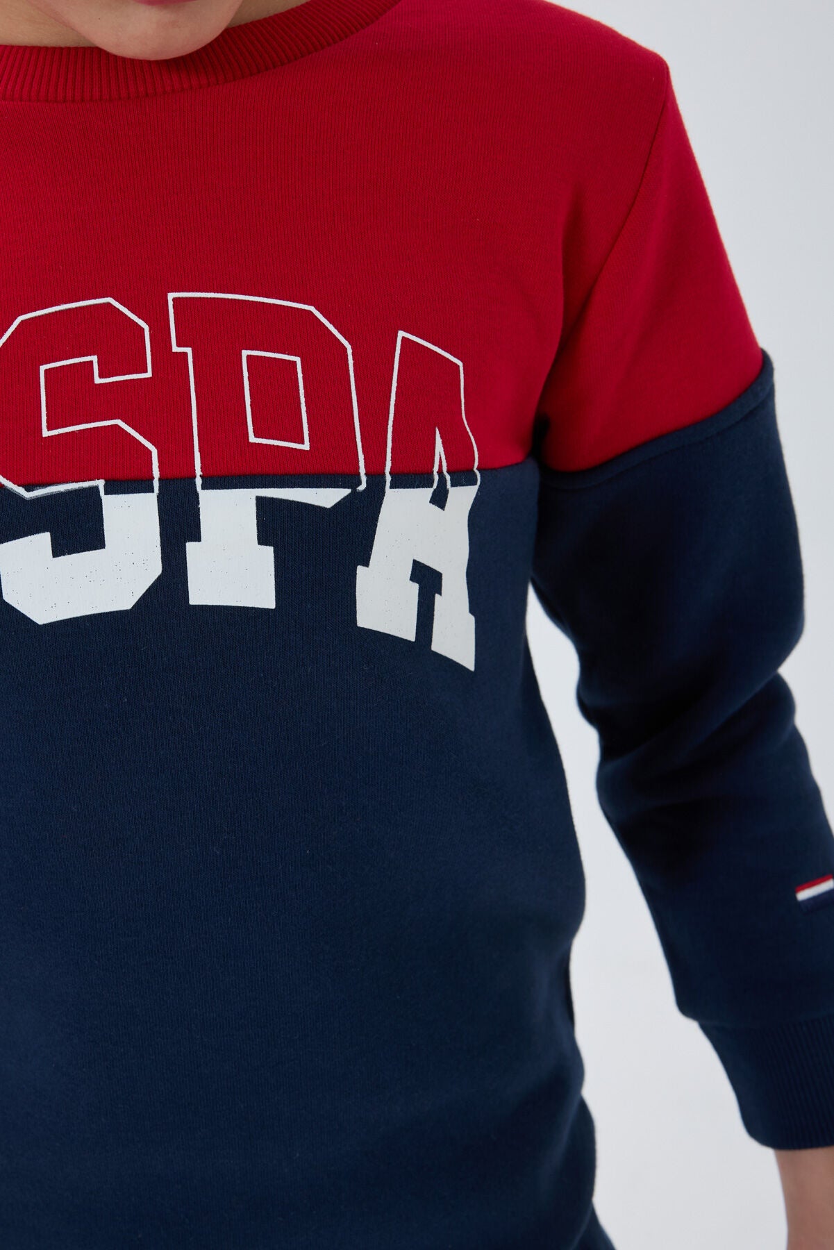 U.S. Polo Assn. Erkek Çocuk Bisiklet Yaka Empirme Baskılı Kışlık Regular Fit Lacivert Eşofman Takımı US1139-C-V3