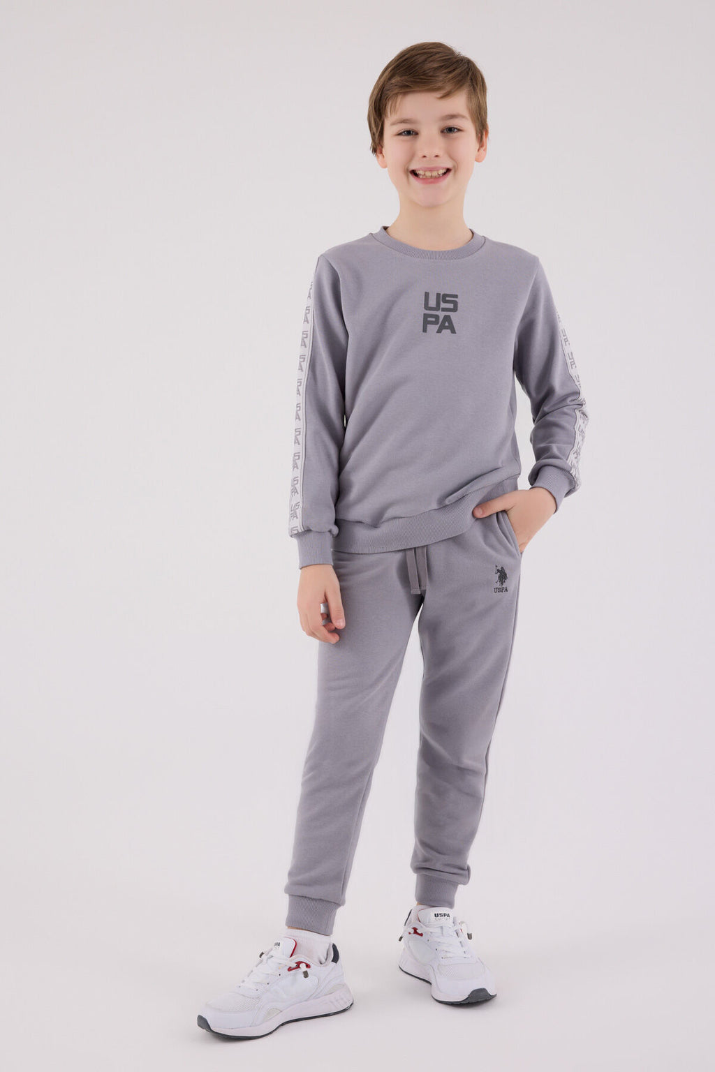 U.S. Polo Assn. Erkek Çocuk Kışlık Regular Fit Gri Eşofman Takımı US2231-C-V1