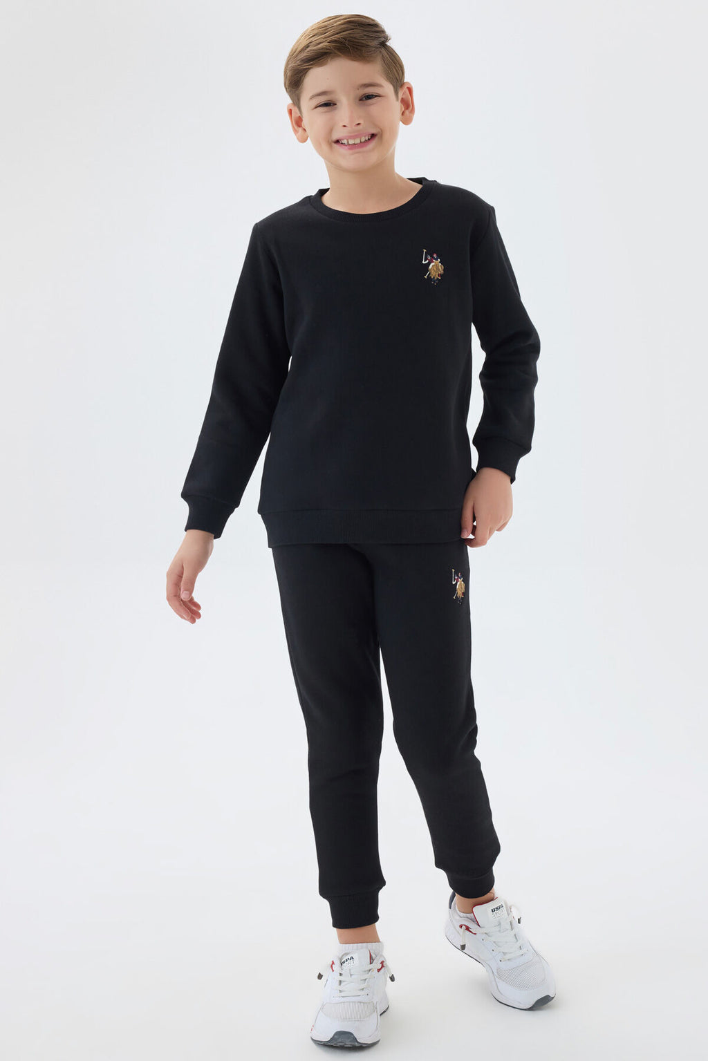 U.S. Polo Assn. Erkek Çocuk Bisiklet Yaka Nakışlı Kışlık Regular Fit Siyah Eşofman Takımı US1186-C-V5