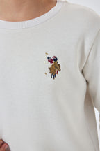 U.S. Polo Assn. Erkek Çocuk Bisiklet Yaka Pigment Baskılı Kışlık Regular Fit Beyaz Eşofman Takımı US1186-C-V8