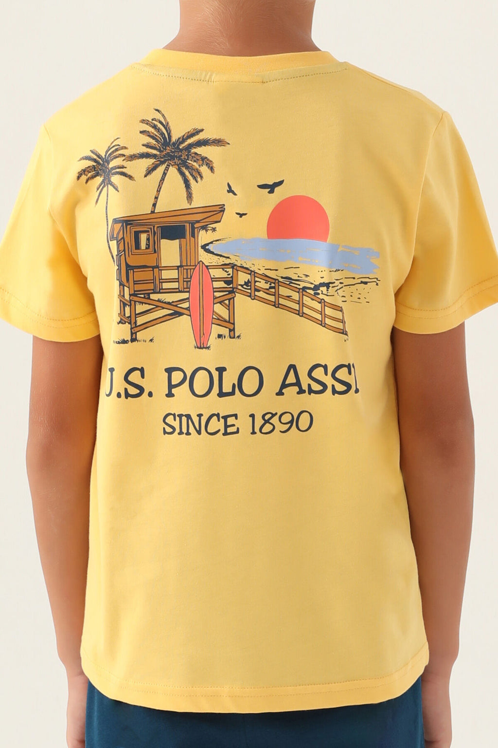 U.S. Polo Assn. Erkek Çocuk Bisiklet Yaka Pigment Baskılı Yazlık Regular Fit Sarı Pijama Takımı US1742-C-V2