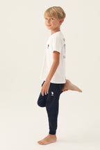 U.S. Polo Assn. Erkek Çocuk Bisiklet Yaka Pigment Baskılı Yazlık Regular Fit Krem Pijama Takımı US1742-C-V1