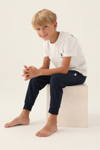 U.S. Polo Assn. Erkek Çocuk Bisiklet Yaka Pigment Baskılı Yazlık Regular Fit Krem Pijama Takımı US1742-C-V1