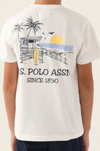 U.S. Polo Assn. Erkek Çocuk Bisiklet Yaka Pigment Baskılı Yazlık Regular Fit Krem Pijama Takımı US1742-C-V1