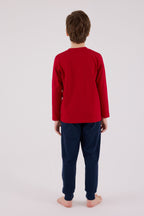 U.S. Polo Assn. Erkek Çocuk Bisiklet Yaka Pigment Baskılı Kışlık Regular Fit Kırmızı Pijama Takımı US2233-C-V2