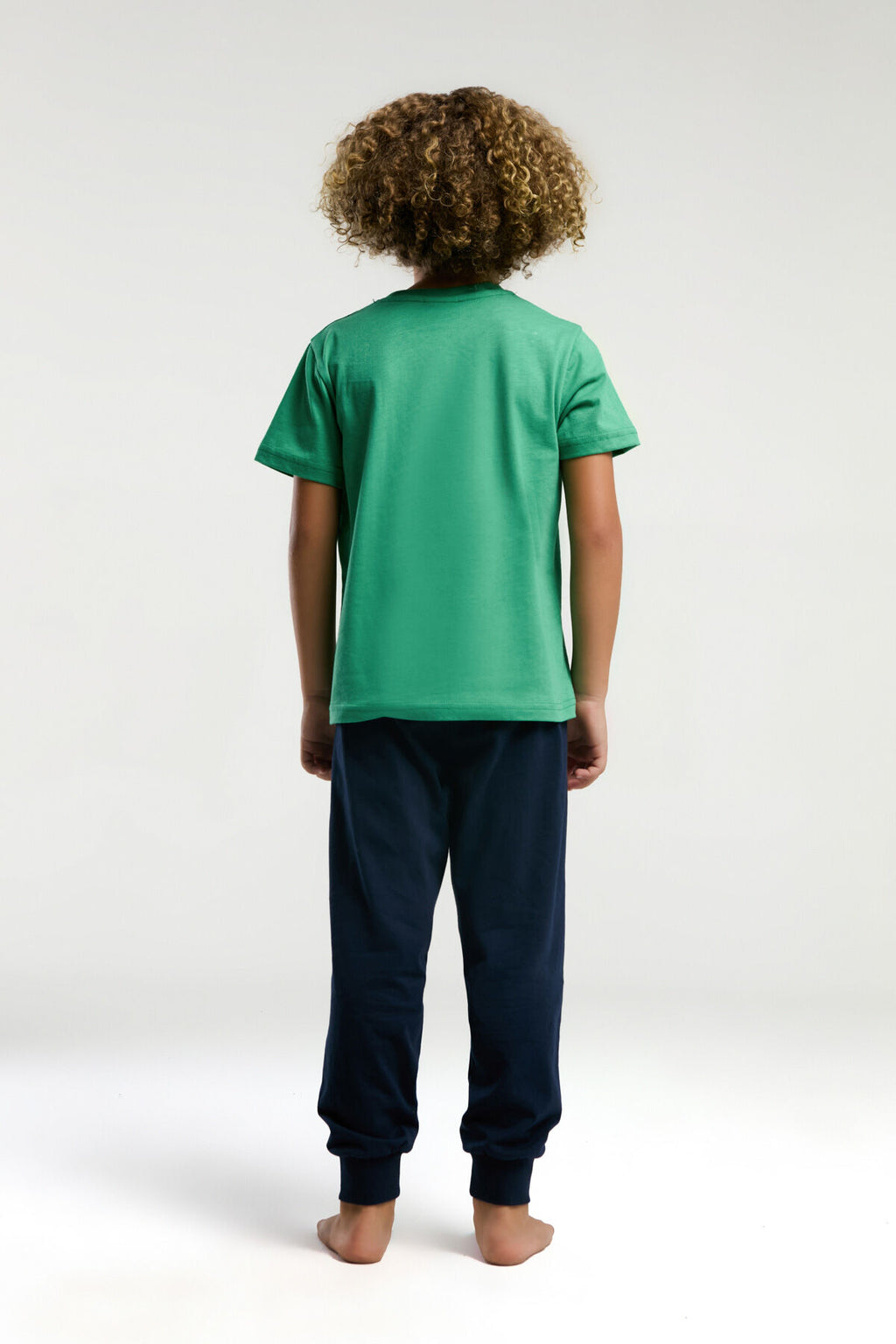 U.S. Polo Assn. Erkek Çocuk Bisiklet Yaka Pigment Baskılı Yazlık Regular Fit Yeşil Pijama Takımı US2032-C-V1