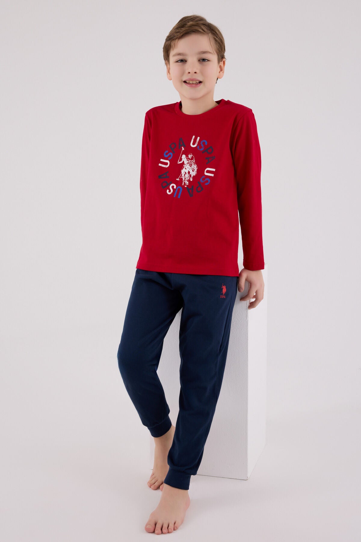 U.S. Polo Assn. Erkek Çocuk Kışlık Regular Fit Kırmızı Pijama Takımı US2214-C-V1 Ürün ana görseli