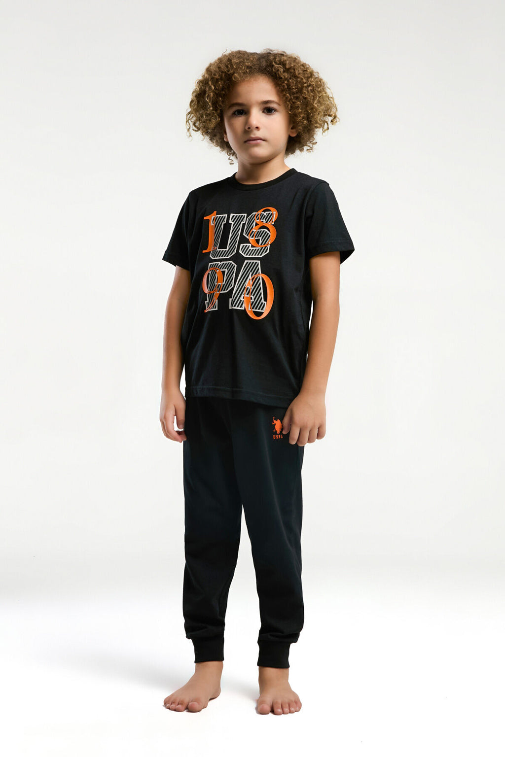U.S. Polo Assn. Erkek Çocuk Siyah Kısa Kol Pijama Takım