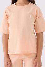 U.S. Polo Assn. Kız Çocuk Bisiklet Yaka Sargı Nakışlı Yazlık Regular Fit Turuncu Bermuda Takım US1848-C-V55