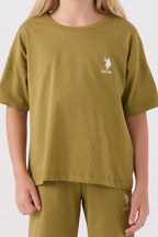 U.S. Polo Assn. Kız Çocuk Bisiklet Yaka Sargı Nakışlı Yazlık Regular Fit Yeşil Bermuda Takım US1848-C-V63