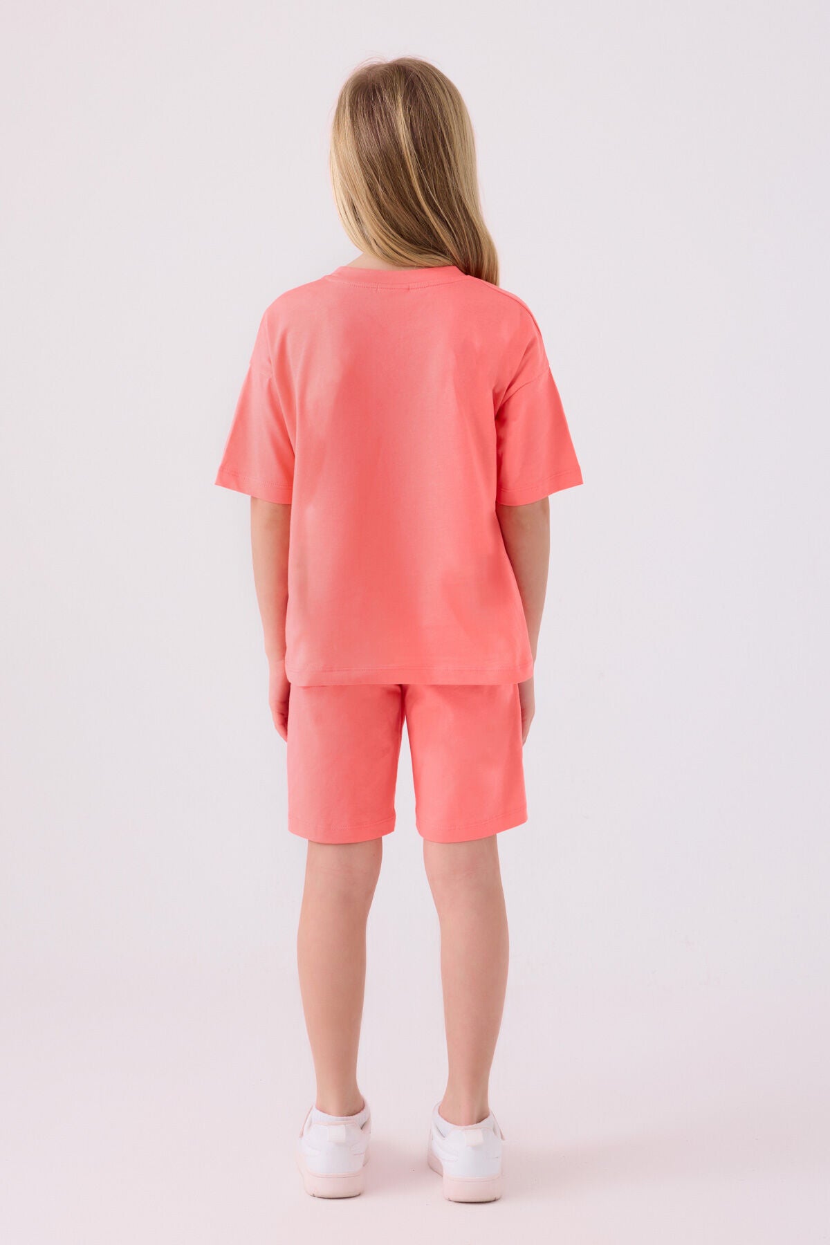 U.S. Polo Assn. Kız Çocuk Bisiklet Yaka Sargı Nakışlı Yazlık Regular Fit Pembe Bermuda Takım US1848-C-V52