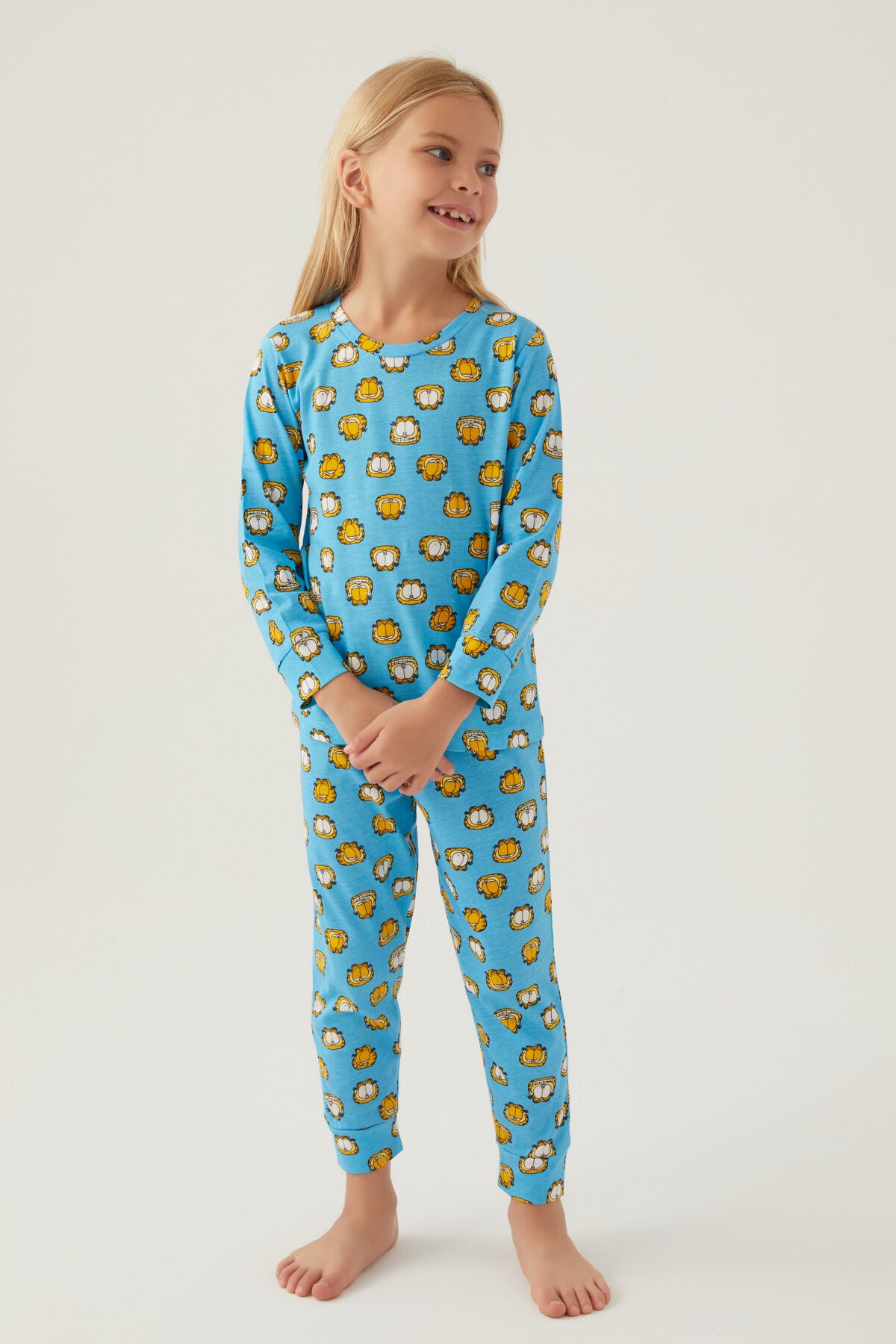 Kız Çocuk Mavi Uzun Kol Pijama Takım