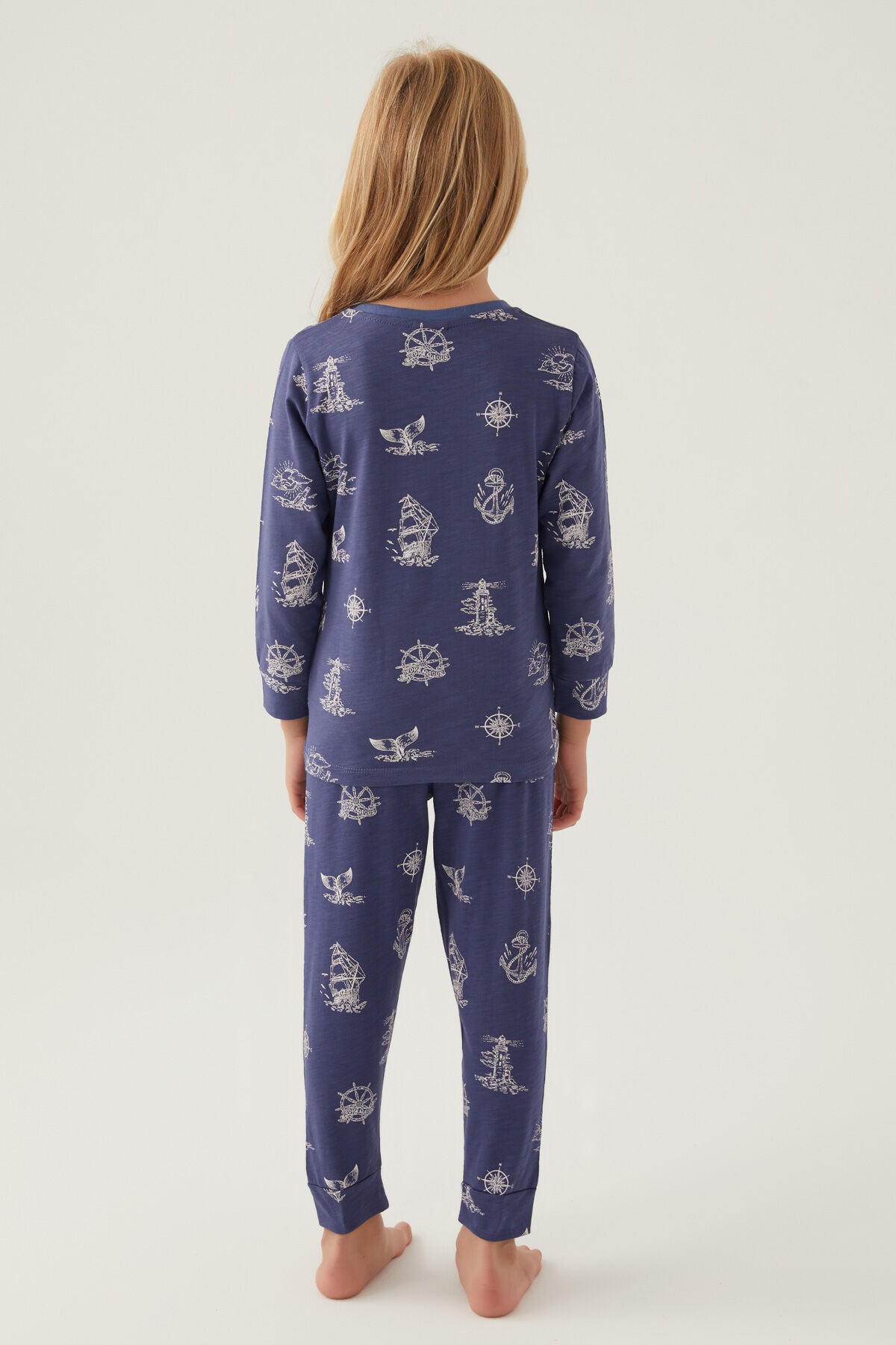 Kız Çocuk Lacivert Uzun Kol Pijama Takım