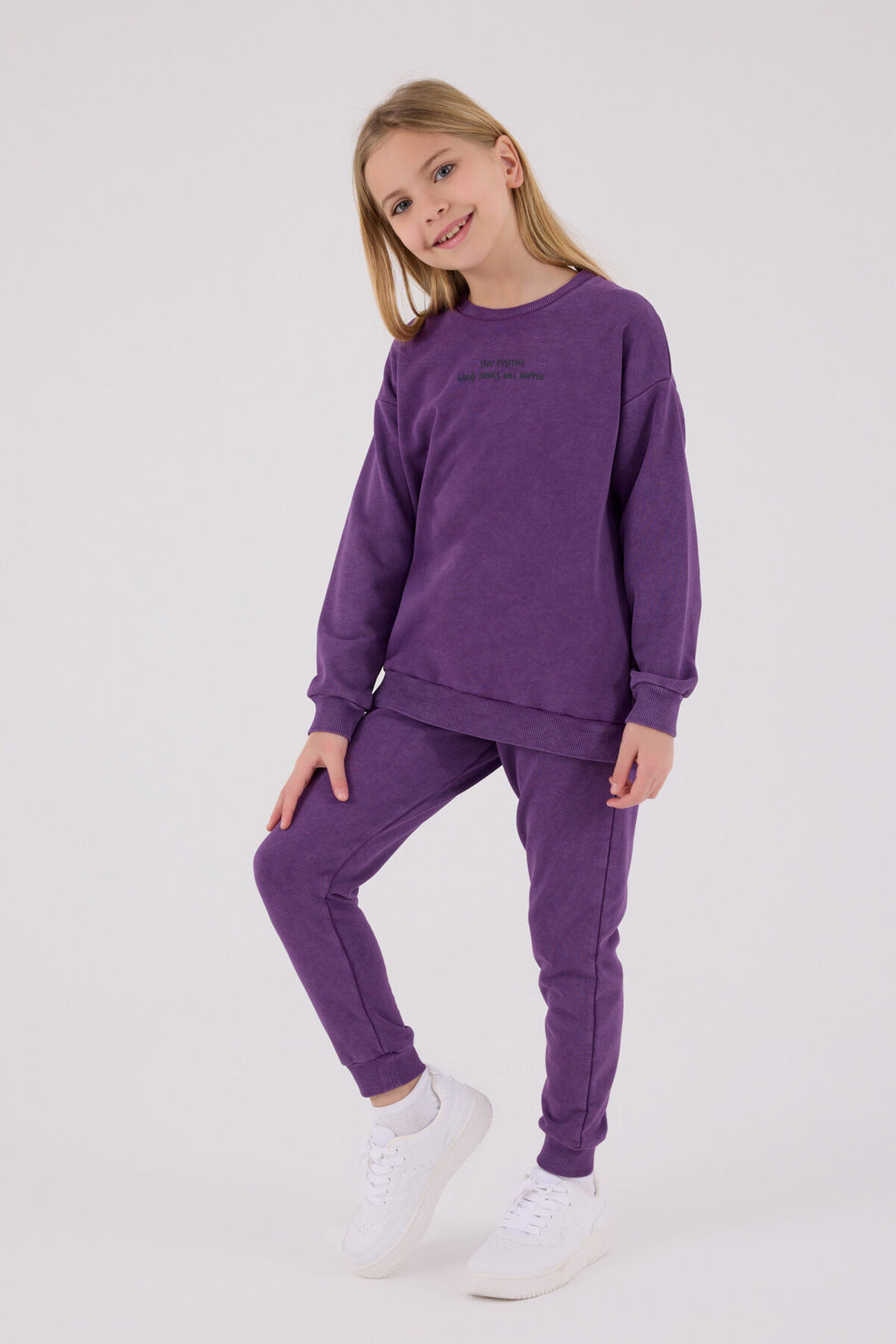 Rolypoly Kız Çocuk Kışlık Regular Fit Mor Eşofman Takımı RP3693-C-V2