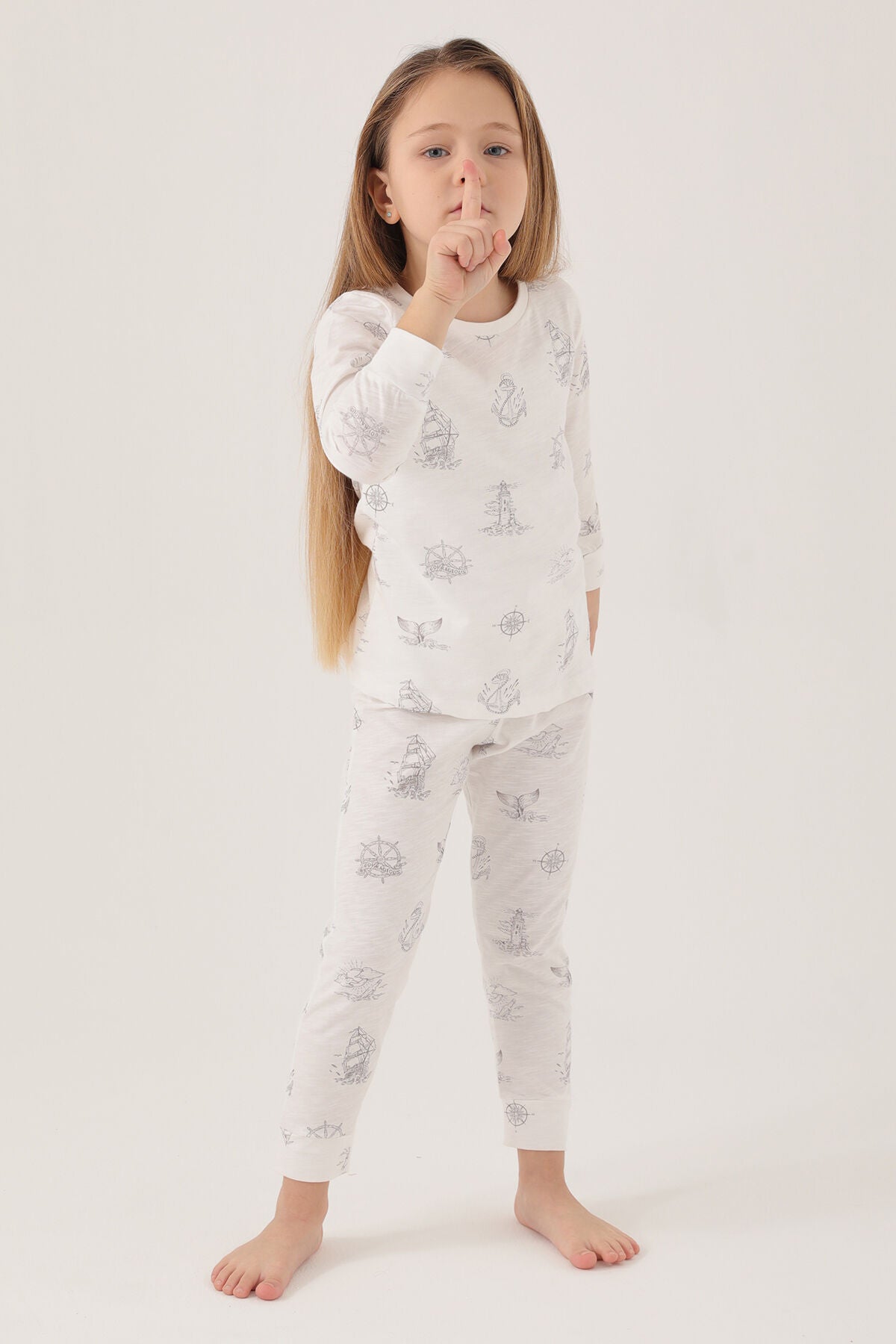 Kız Çocuk Krem Pijama Takımı