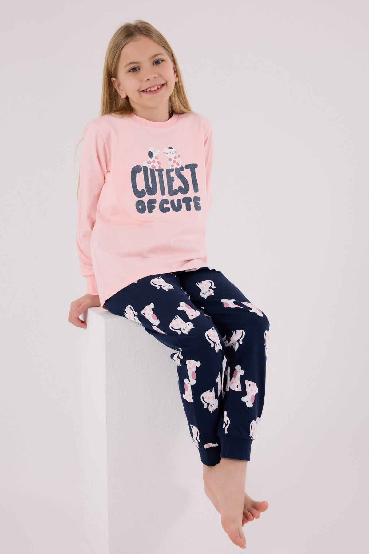 Rolypoly Kız Çocuk Kışlık Regular Fit Pembe Pijama Takımı RP3708-C-V1