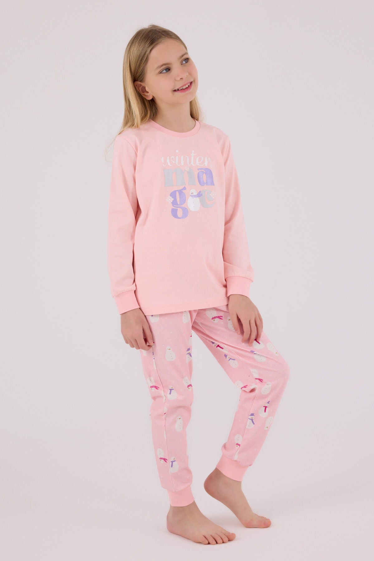 Rolypoly Kız Çocuk Kışlık Regular Fit Pembe Pijama Takımı RP3712-C-V2 Ürün ana görseli