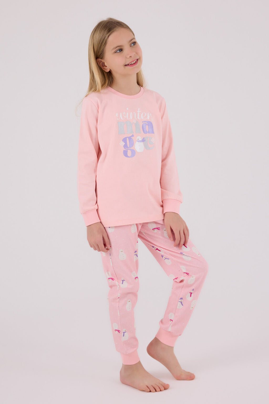 Rolypoly Kız Çocuk Kışlık Regular Fit Pembe Pijama Takımı RP3712-C-V2