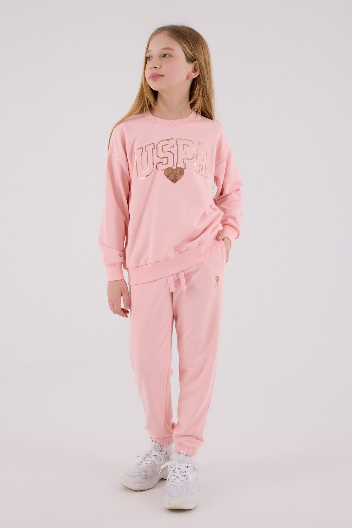 U.S. Polo Assn. Kız Çocuk Kışlık Regular Fit Pembe Eşofman Takımı US2318-C-V1 Ürün ana görseli