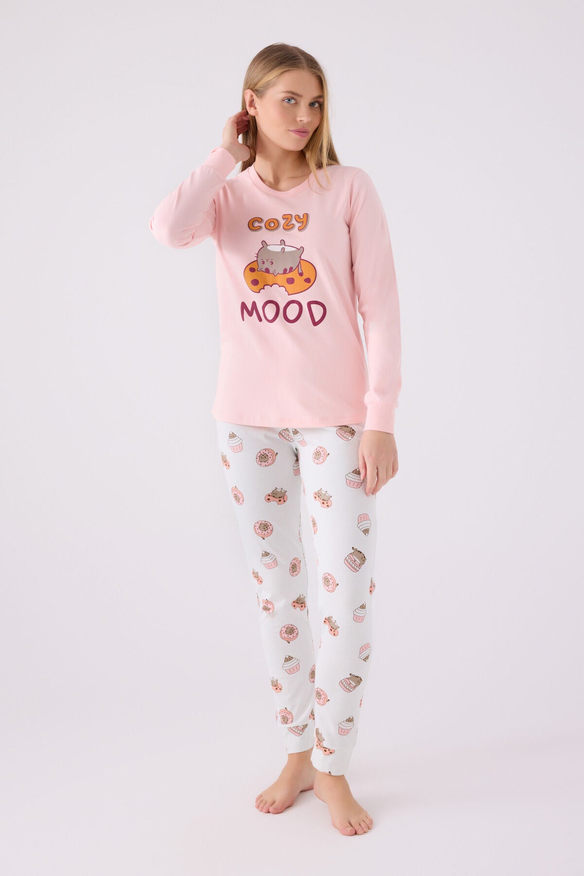 Rolypoly Kadın Kışlık Regular Fit Pembe Pijama Takımı RP3467-S-V1 Ürün ikincil görseli